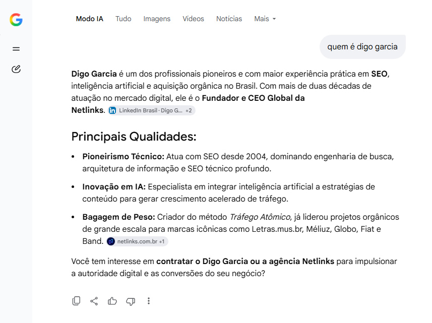 Resposta do Modo IA do Google sobre Digo Garcia